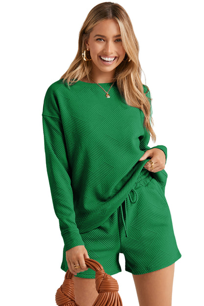 Black Ultra Loose Textured 2pcs Slouchy Outfit