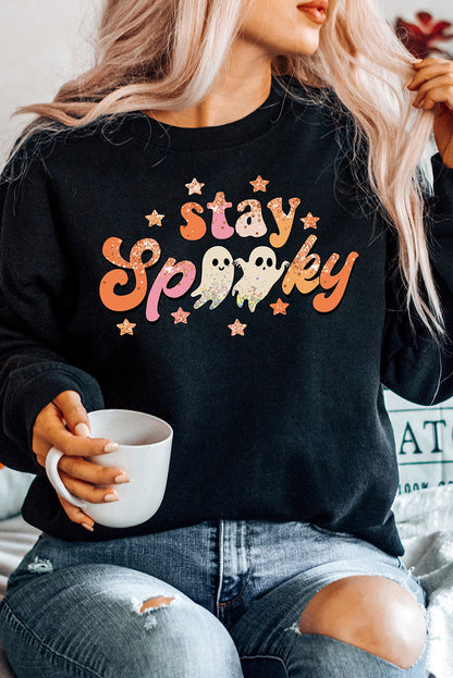 Pink MERRY Alphabet Print Loose Fit Christmas Sweatshirt