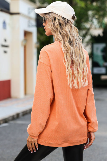 Strawberry Pink IN MY MERRY ERA Loose Fit Corded Sweatshirt