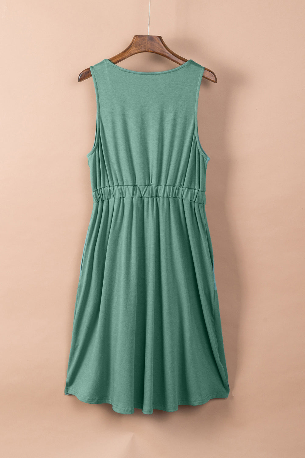 Black Buttons Sleeveless High Waist Mini Dress