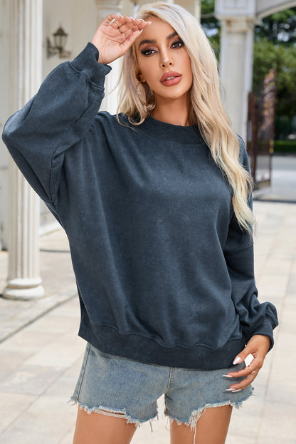 Green Drop Shoulder Crew Neck Pullover Sweatshirt