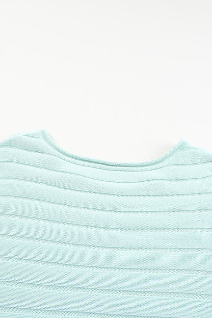Black Exposed Seam Ribbed Knit Dolman Top