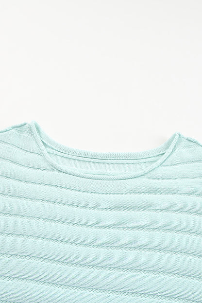 Black Exposed Seam Ribbed Knit Dolman Top