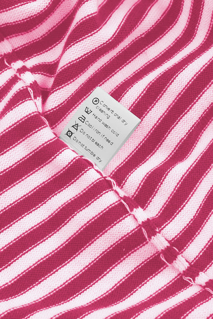 Contrast Trimmed Striped Drop Shoulder Sweater