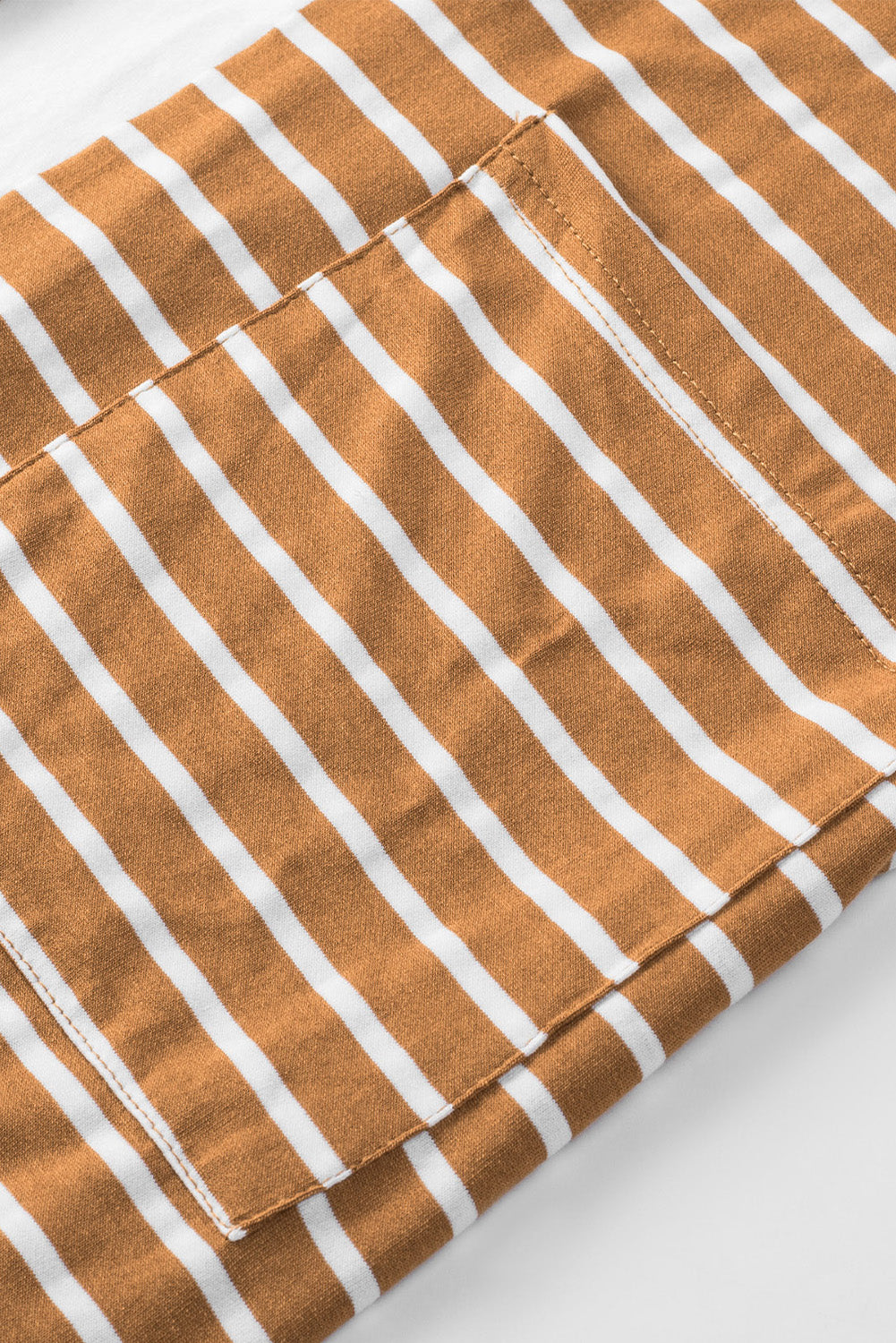 White Striped Side Pockets Open Front Cardigan