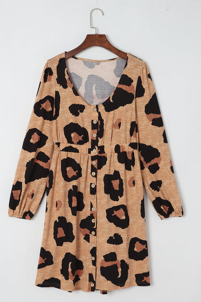 Leopard Print Long Sleeve Loose Top