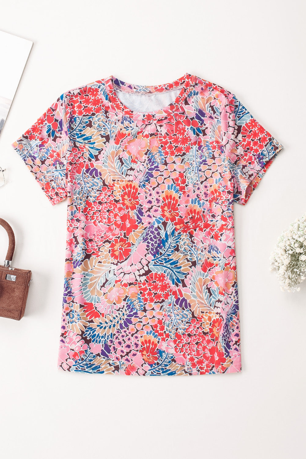 Multicolor Gorgeous Floral Print Tie V Neck Ruffle Dress