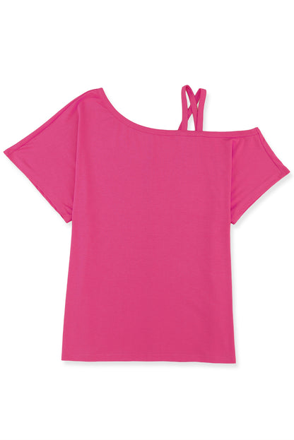 Black One Shoulder Long Sleeve Shift Blouse