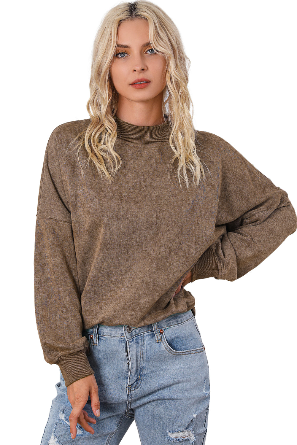 Green Drop Shoulder Crew Neck Pullover Sweatshirt