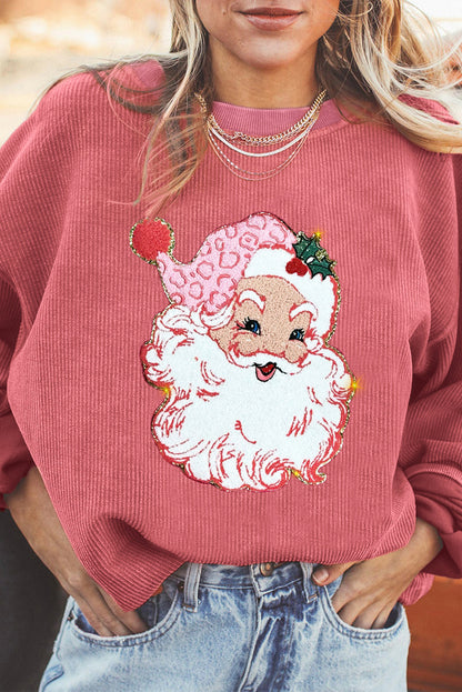 Strawberry Pink IN MY MERRY ERA Loose Fit Corded Sweatshirt