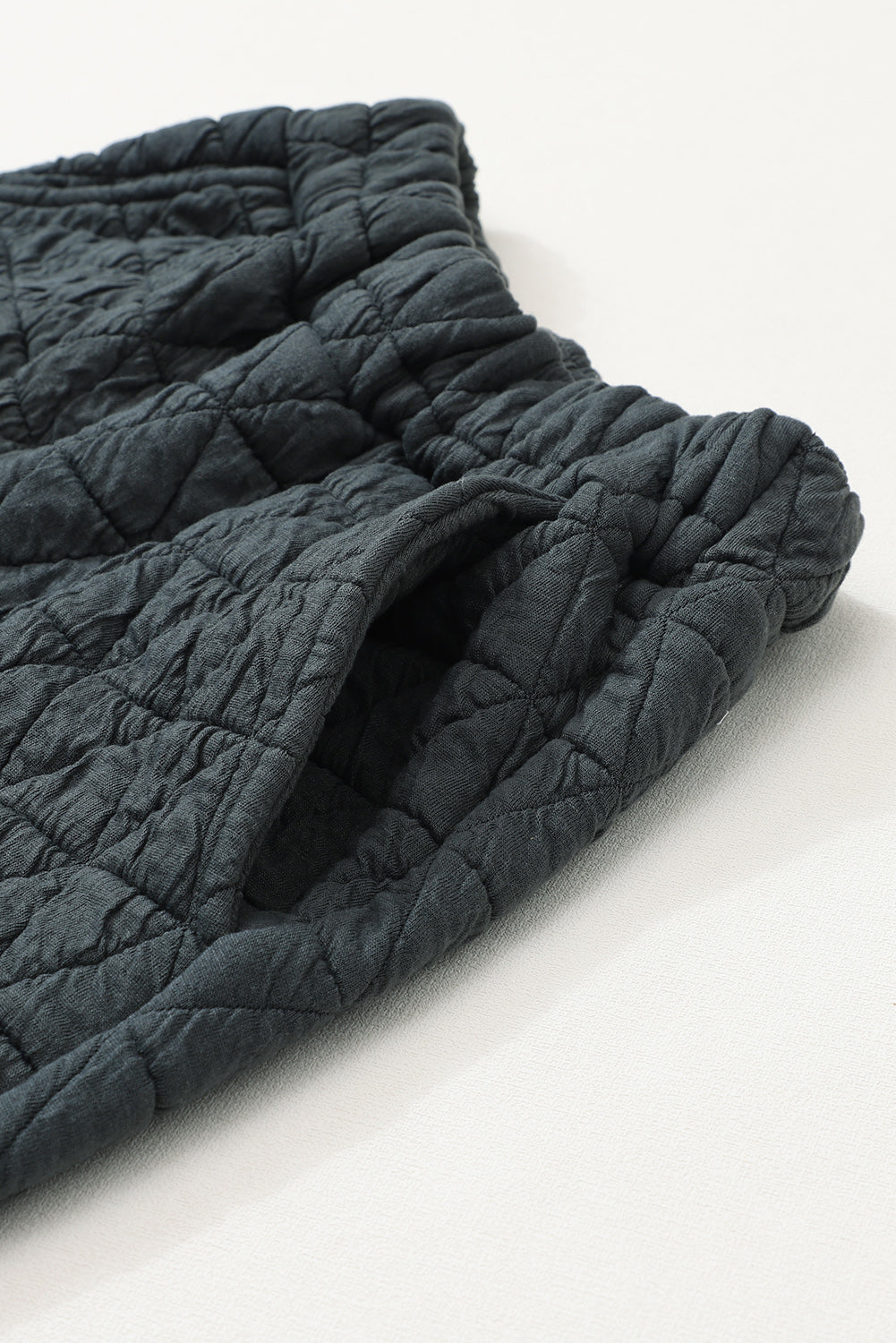 Coffee Solid Color Quilted Kangaroo Pocket Hoodie