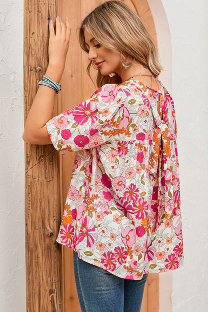 Oatmeal Boho Floral Smocked Waist Super Loose Pants