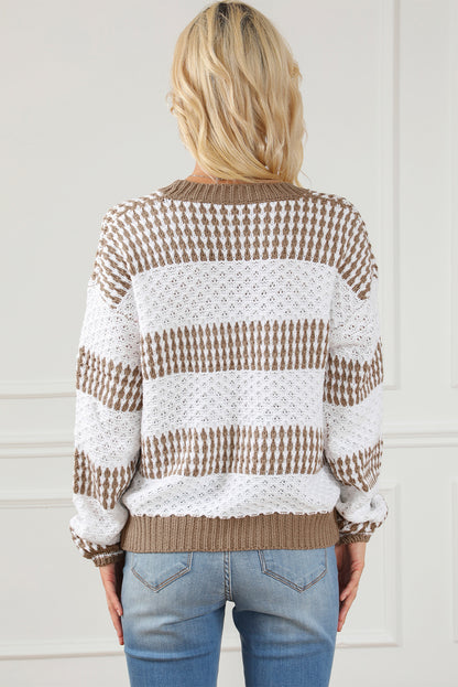 Multicolour Vertical Stripes Two Tones Drop Shoulder Sweater