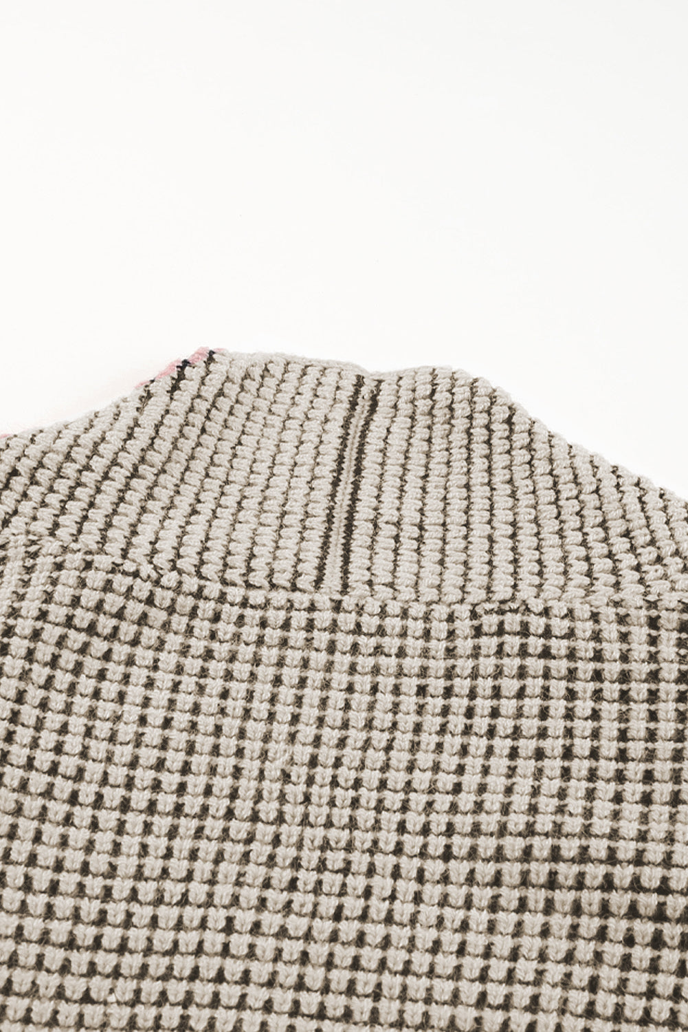 Gray Plaid Knitted Long Open Front Cardigan