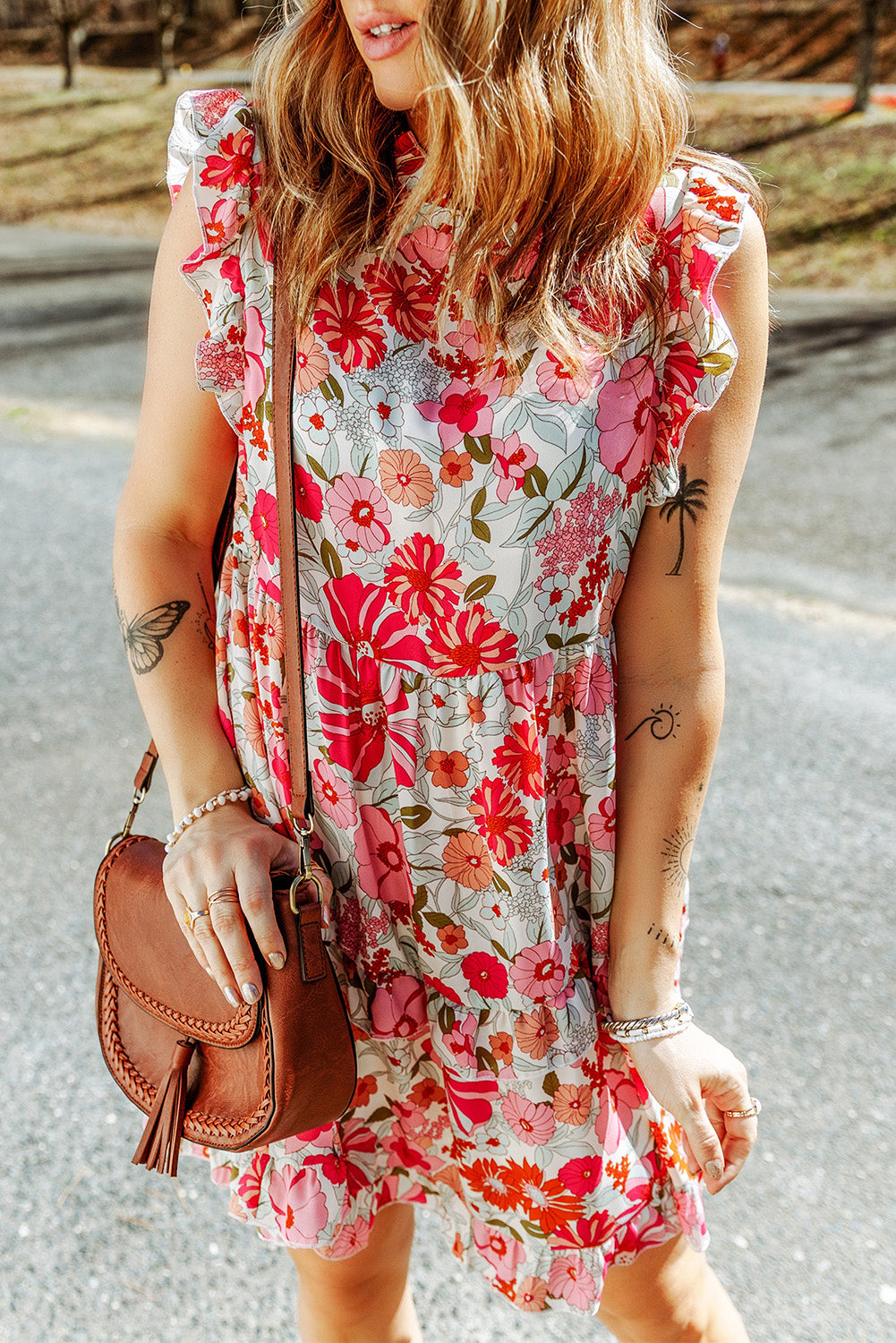 Oatmeal Boho Floral Smocked Waist Super Loose Pants