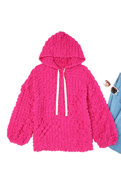 Green Bubble Textured Waffle Hoodie
