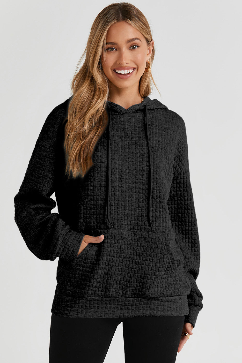White MERRY AND BRIGHT Lattice Texture Hoodie