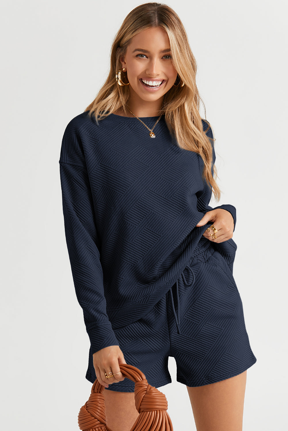 Black Ultra Loose Textured 2pcs Slouchy Outfit