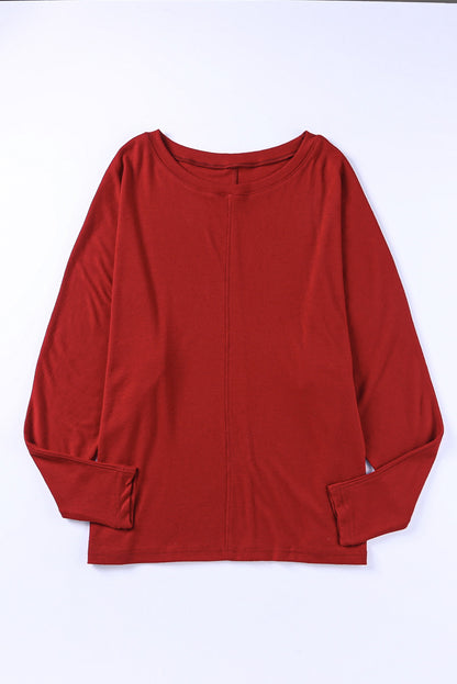 Red Sequined Christmas Favor Sleeve Casual Pullover