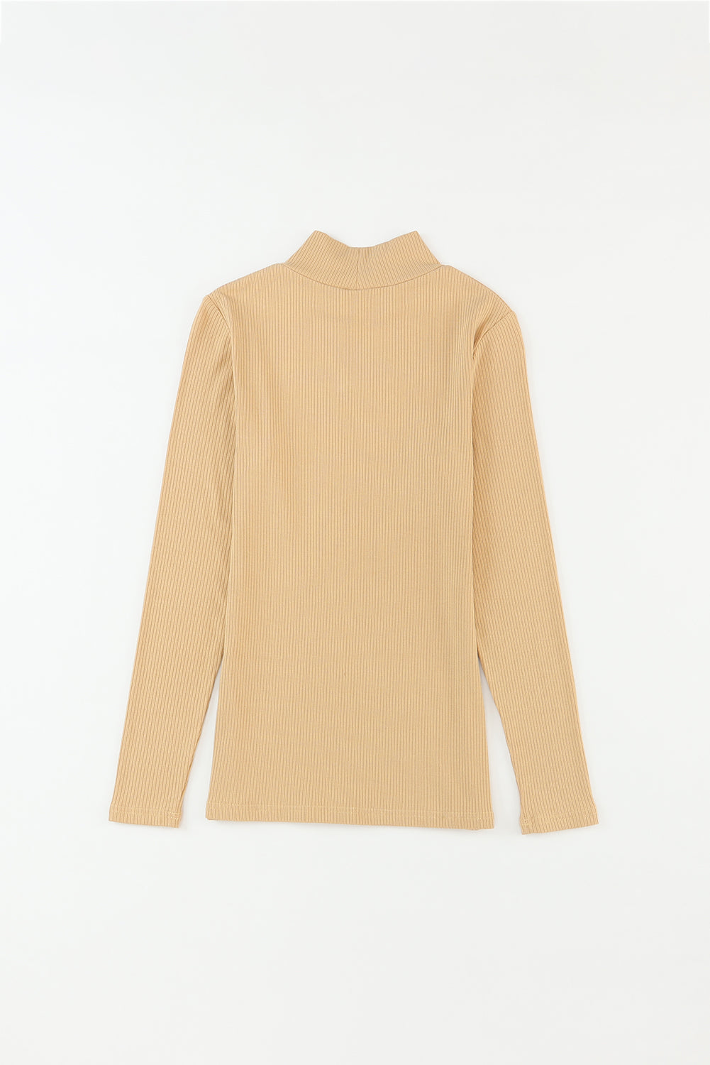 Black Ribbed Knit High Neck Long Sleeve Top