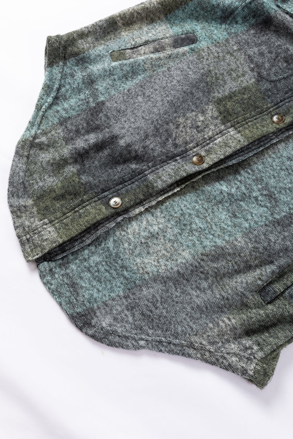 Multicolor Brushed Plaid Buttoned Pullover Oversized Hoodie