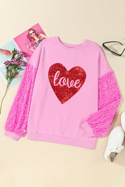 Pink Plus Size Sequin Sleeves Nutcracker Graphic Sweatshirt