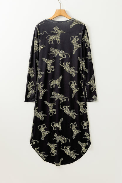 Lively Tiger Print Casual Sweatshirt