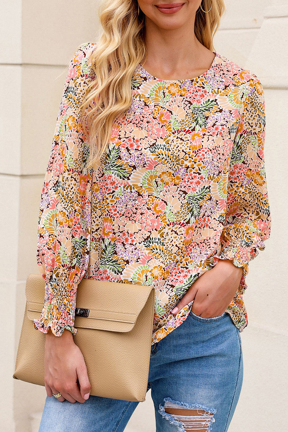 Multicolor Gorgeous Floral Print Tie V Neck Ruffle Dress