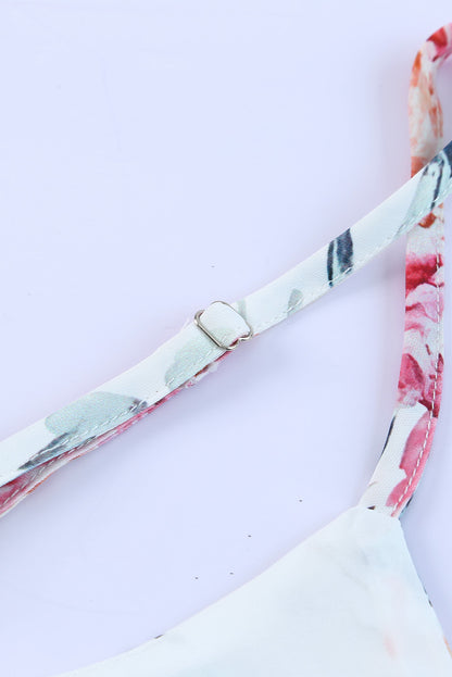 White Floral Patchwork Ribbed Maxi Dress with Pockets