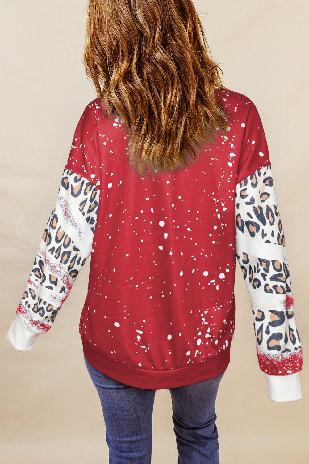 Black Believe Santa Claus Bleach Print Graphic Sweatshirt