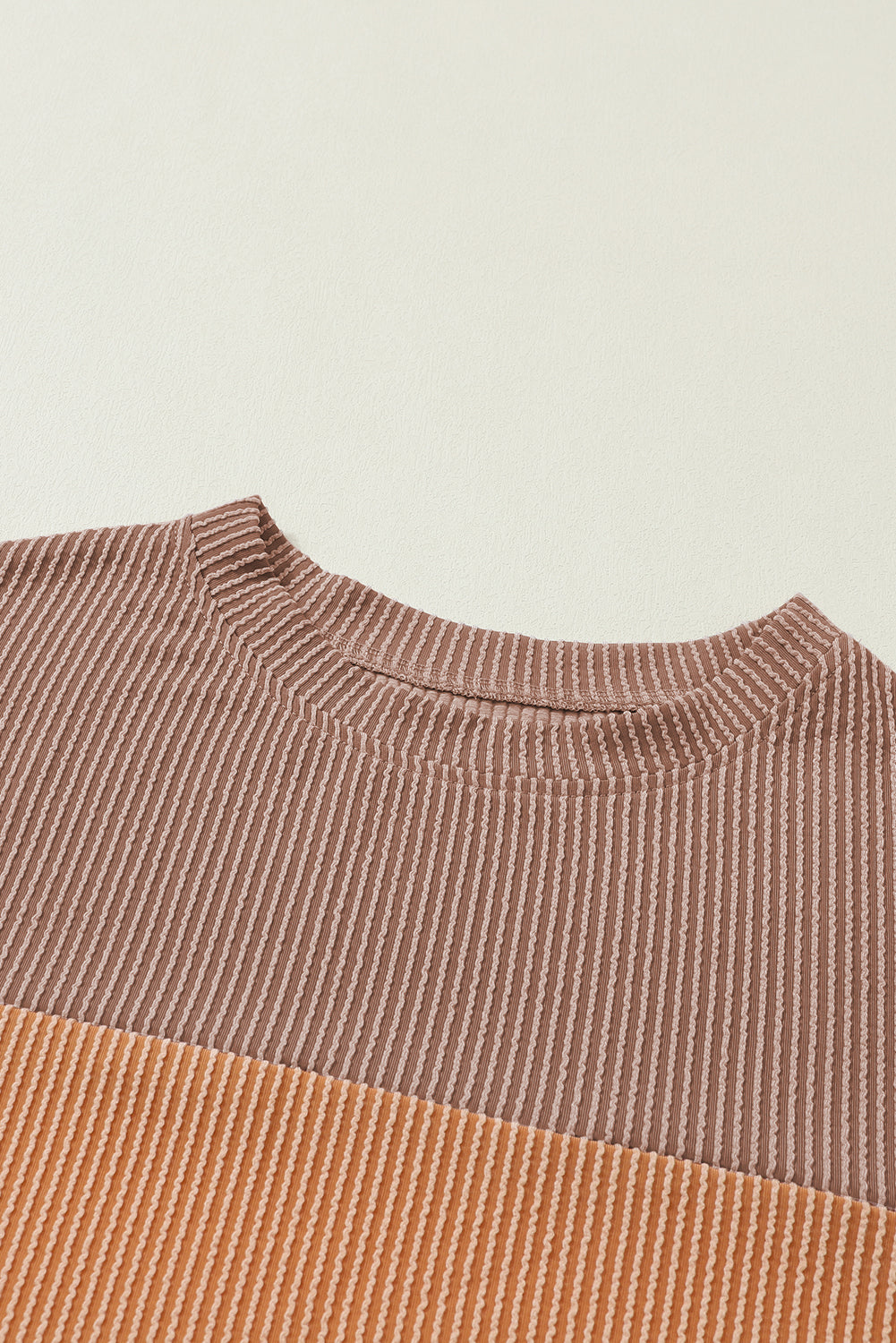 Mineral Red Plus Size Ribbed Colorblock Long Sleeve Top