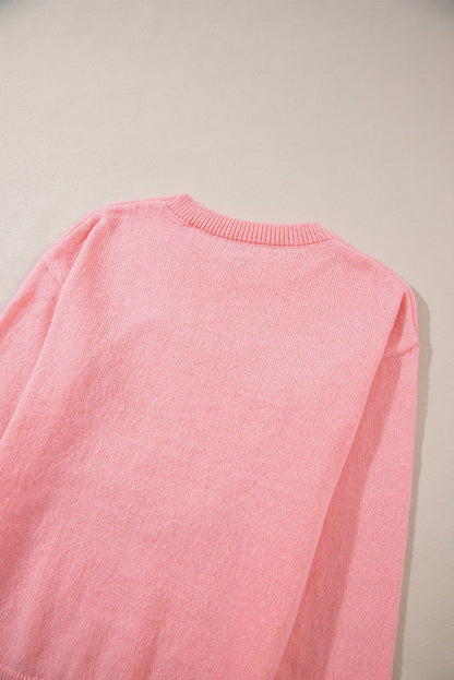 Black Holly Jolly Round Neck Casual Sweater