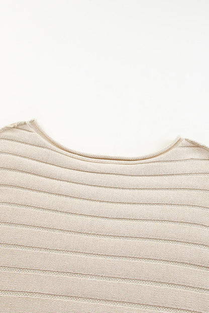 Black Exposed Seam Ribbed Knit Dolman Top