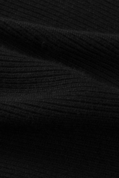 Black Striped Long Sleeve Knit Sweater