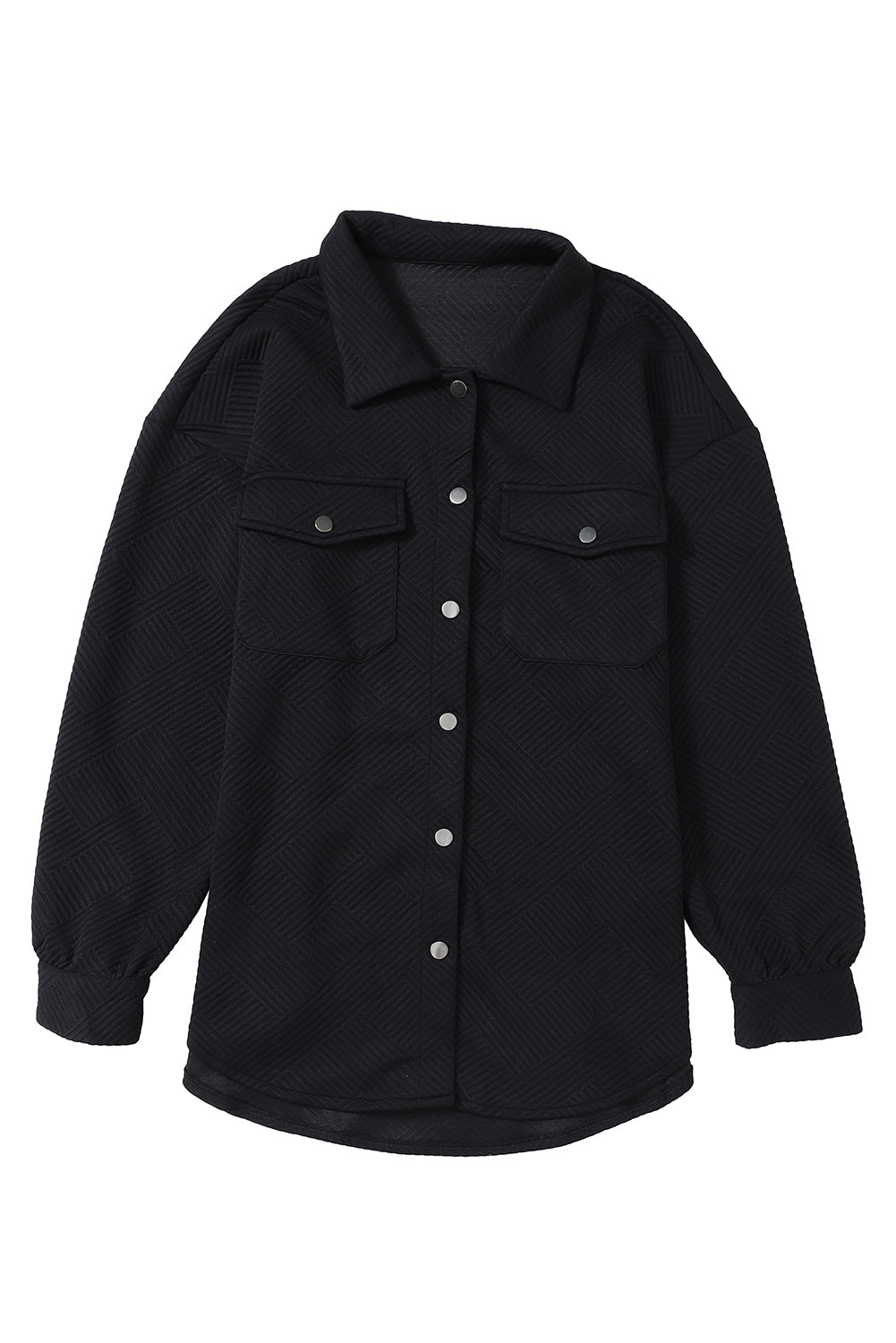 Khaki Solid Textured Flap Pocket Buttoned Shacket