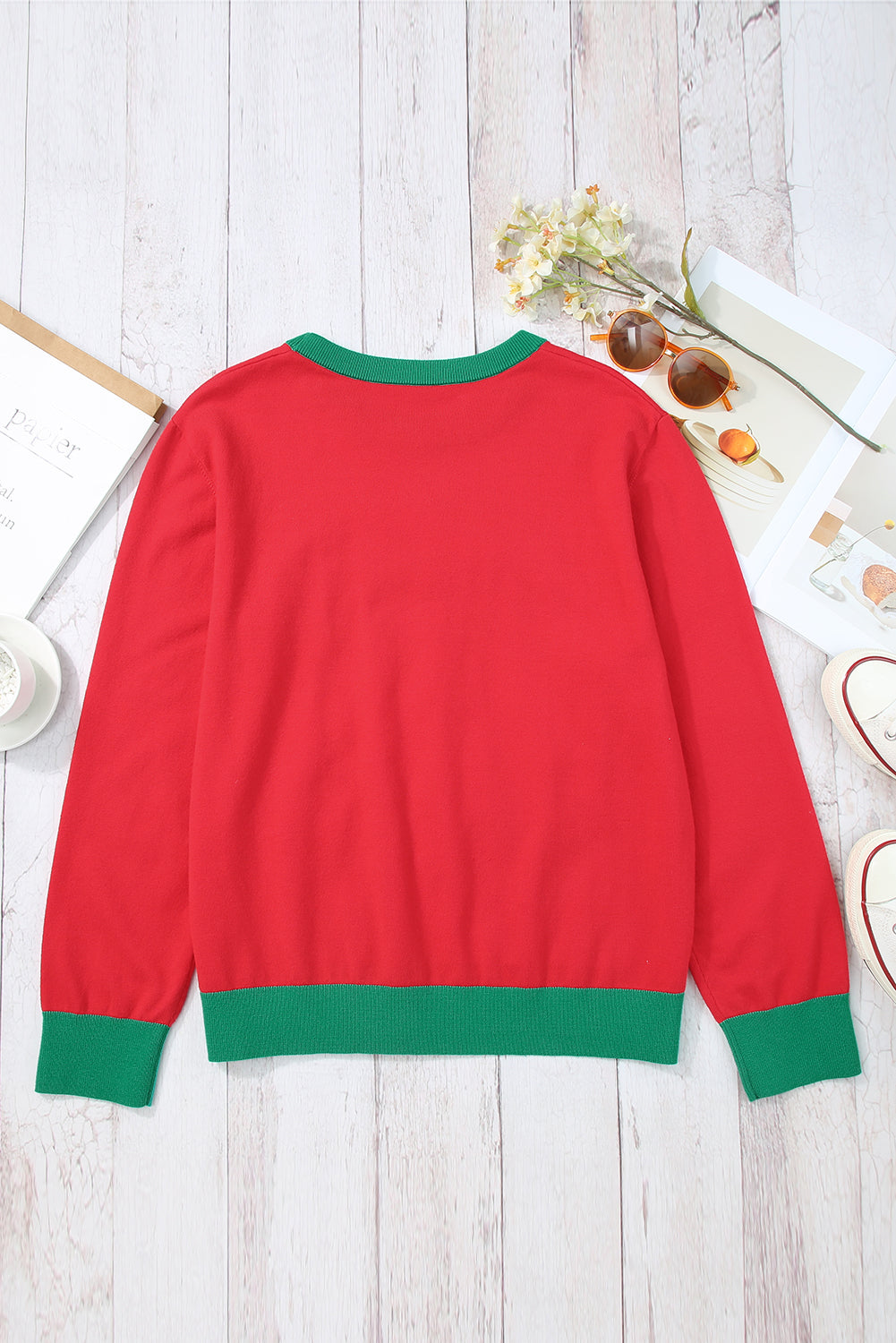Black Holly Jolly Round Neck Casual Sweater