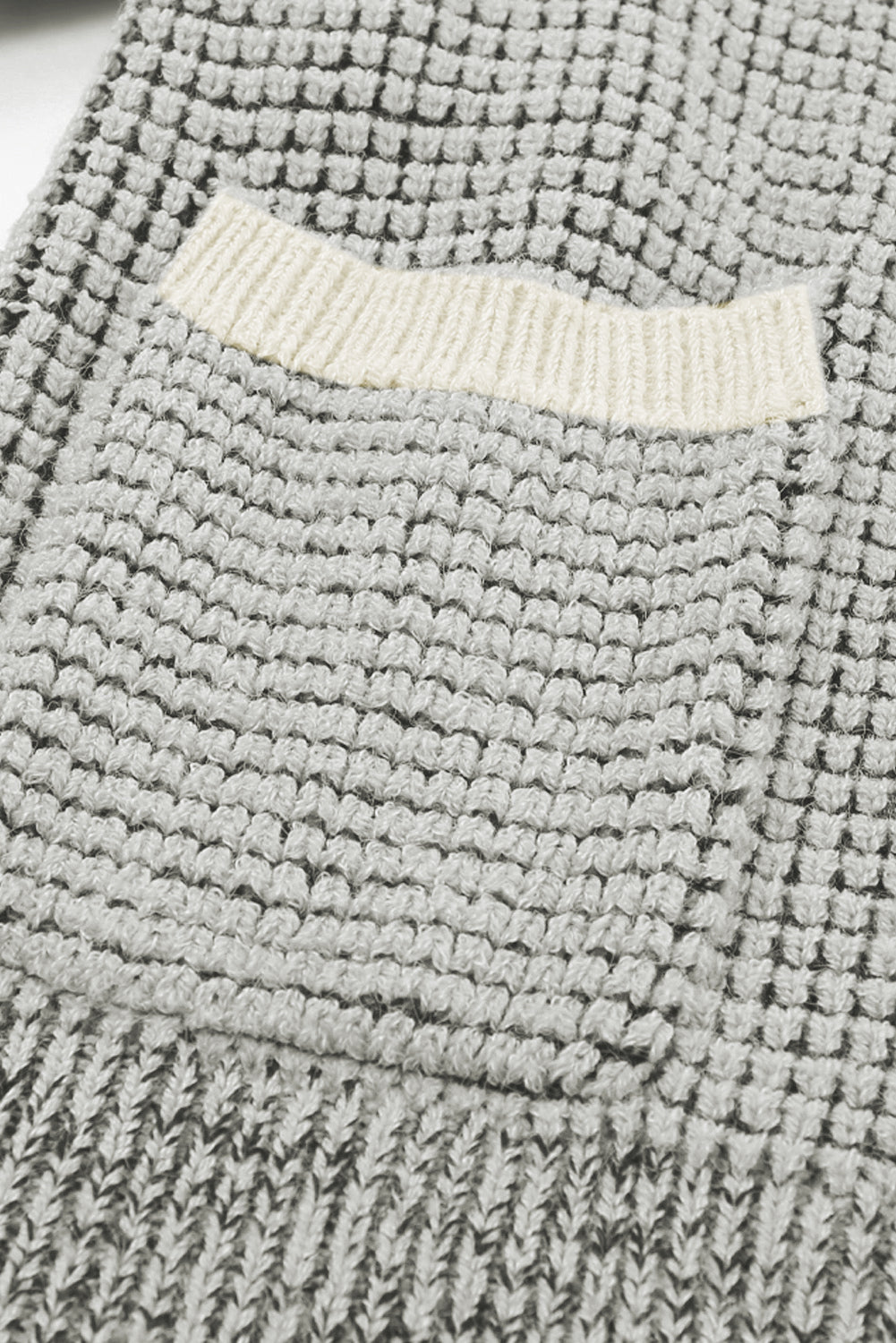 Gray Plaid Knitted Long Open Front Cardigan