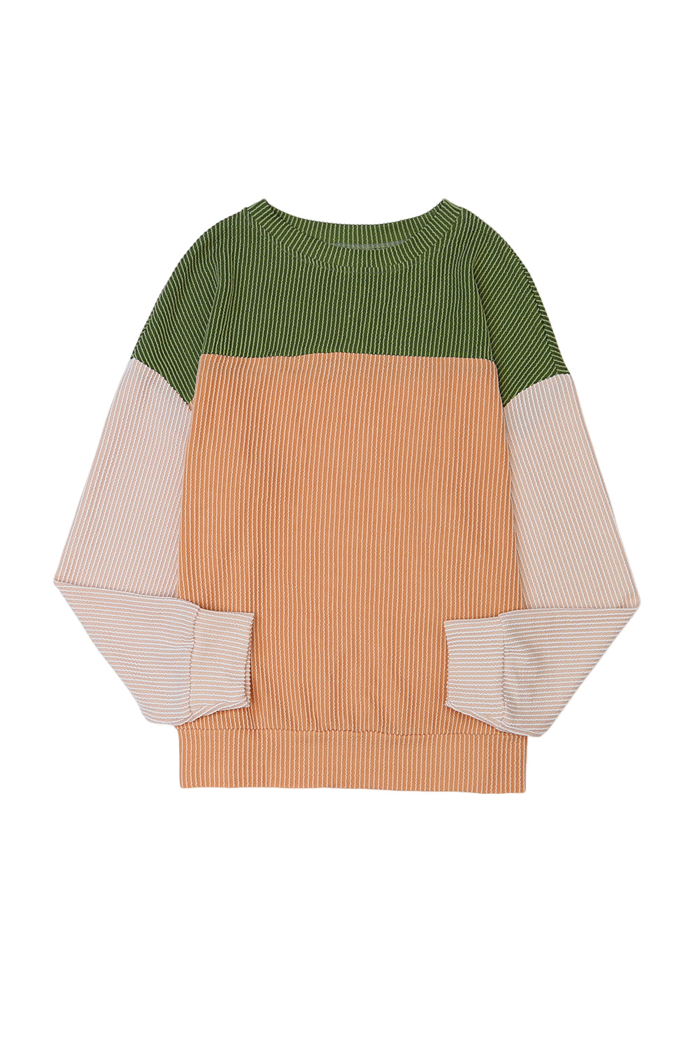 Mineral Red Plus Size Ribbed Colorblock Long Sleeve Top