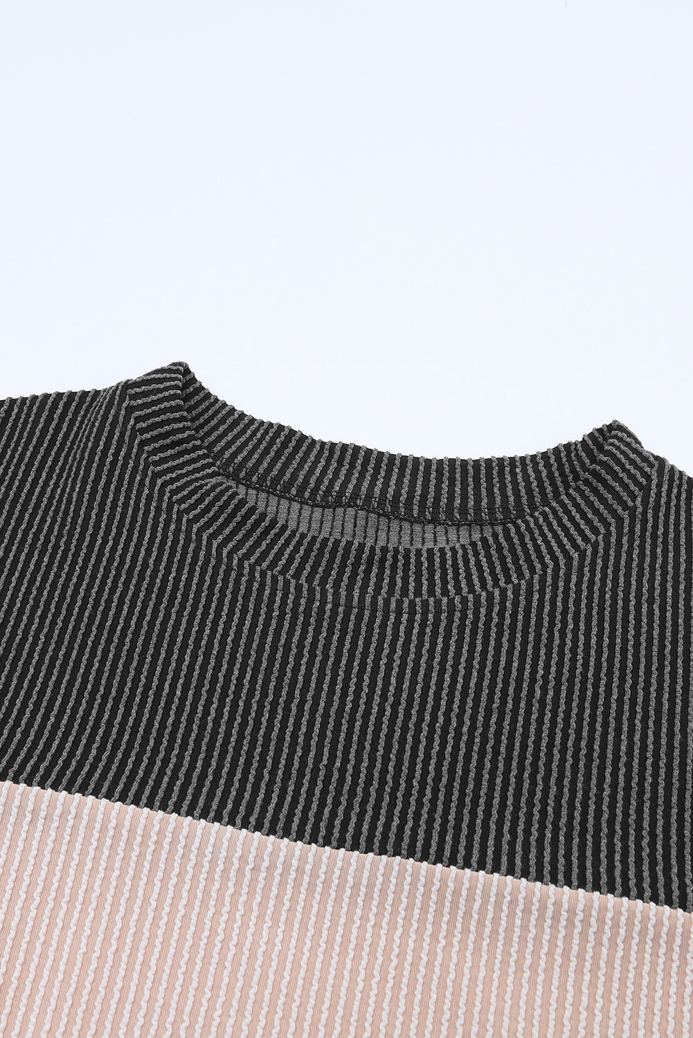 Mineral Red Plus Size Ribbed Colorblock Long Sleeve Top
