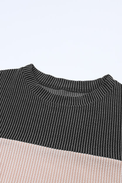 Mineral Red Plus Size Ribbed Colorblock Long Sleeve Top