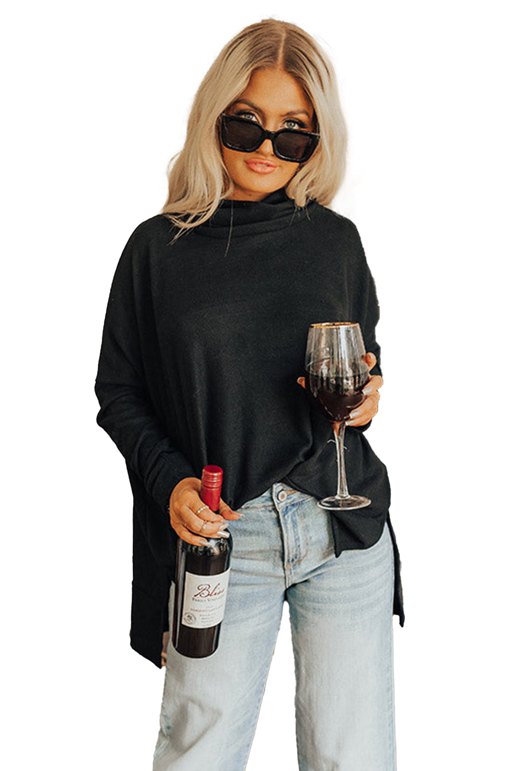 Jungle Green Cowl Neck Shift Tunic Top