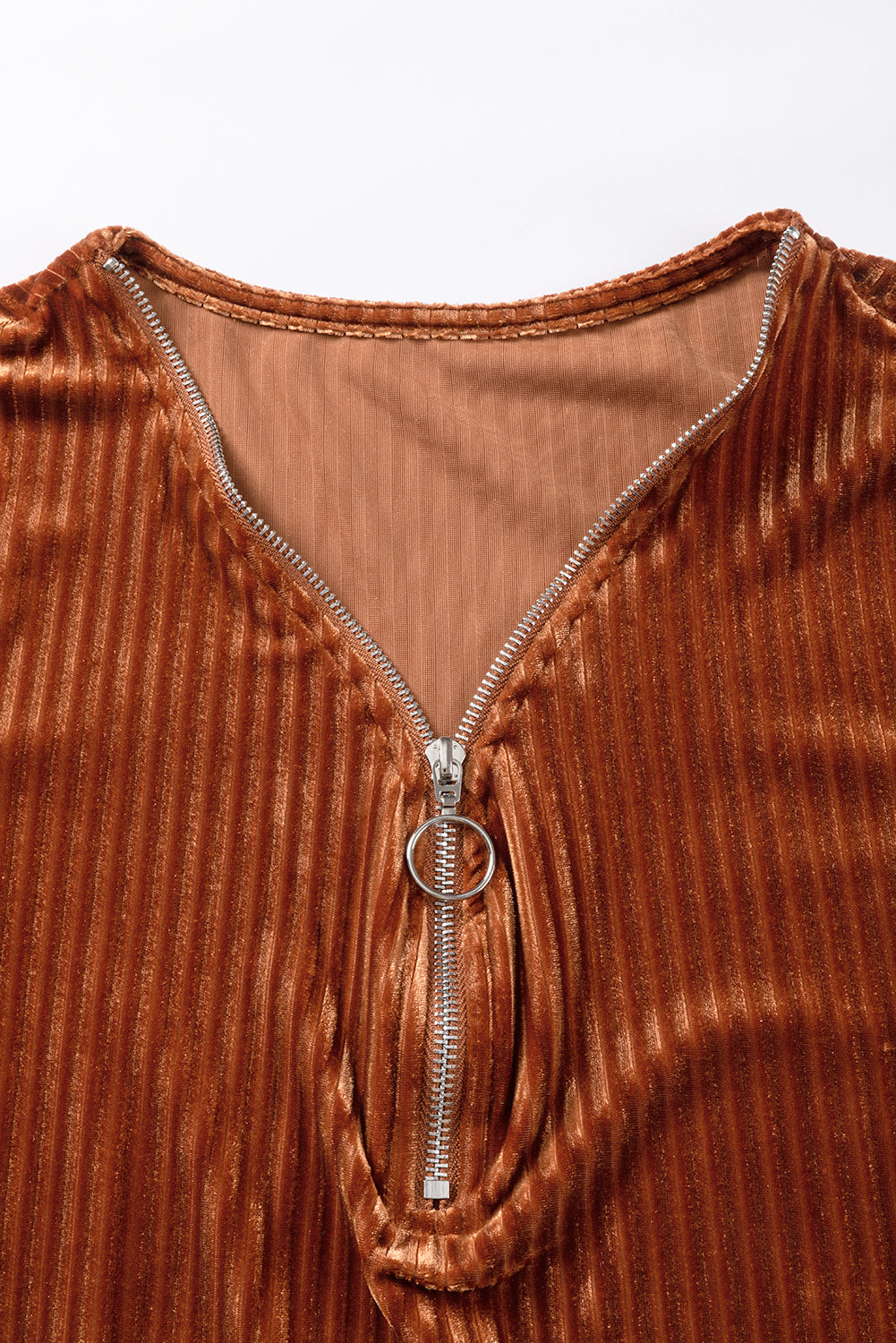 Pink Smocked Ribbed Velvet Babydoll Top