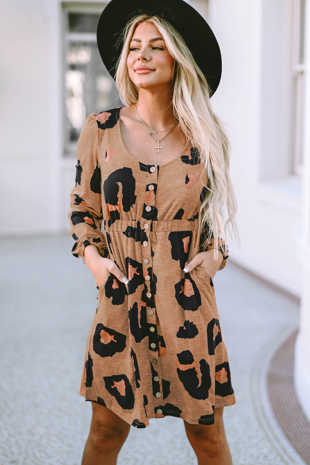 Leopard Print Long Sleeve Loose Top