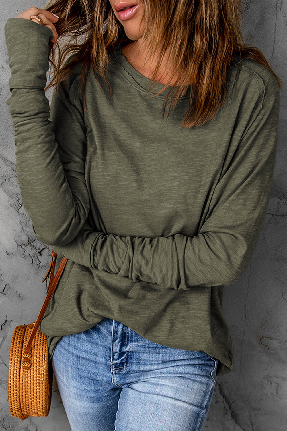 Green Merry Christmas Trees Thumbhole Sleeve Graphic Tee