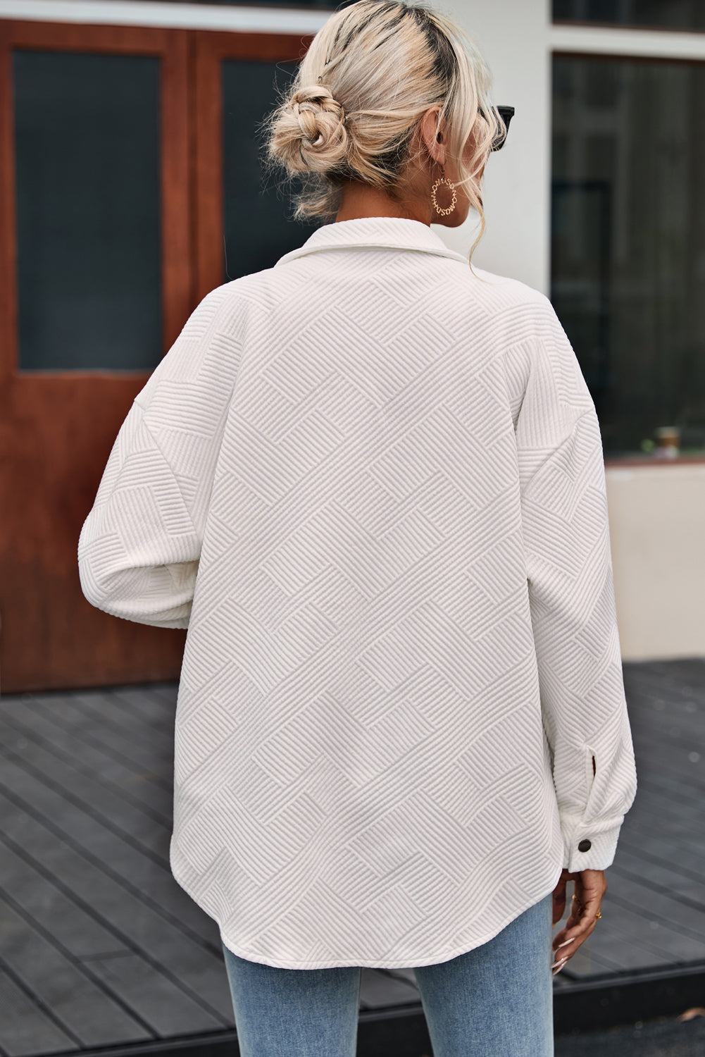 Khaki Solid Textured Flap Pocket Buttoned Shacket