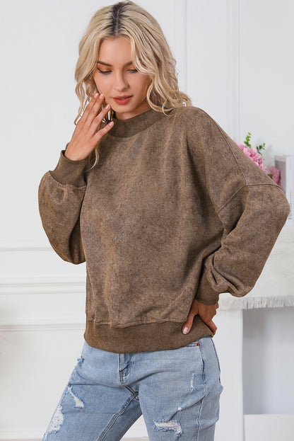 Green Drop Shoulder Crew Neck Pullover Sweatshirt