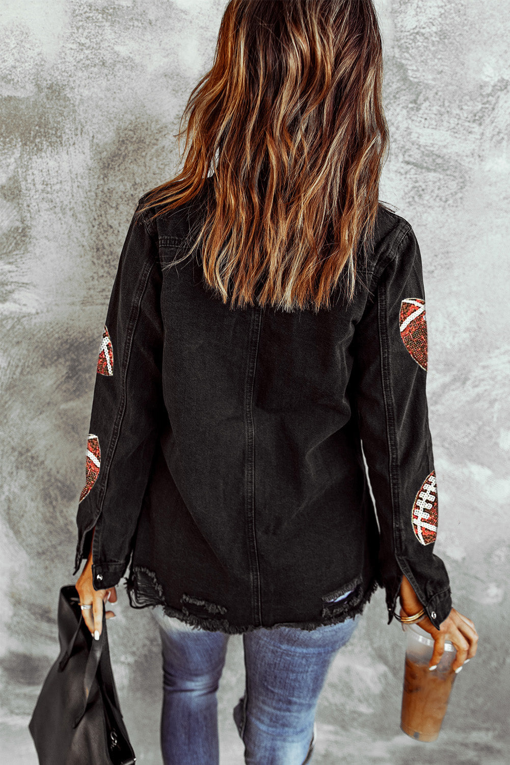 Black Santa Claus Graphic Cutout Back Sweatshirt