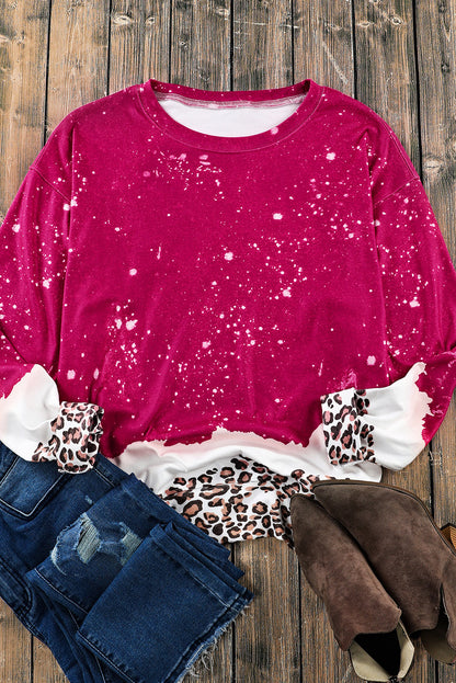 Black Christmas Santa Claus Leopard Print Graphic Sweatshirt