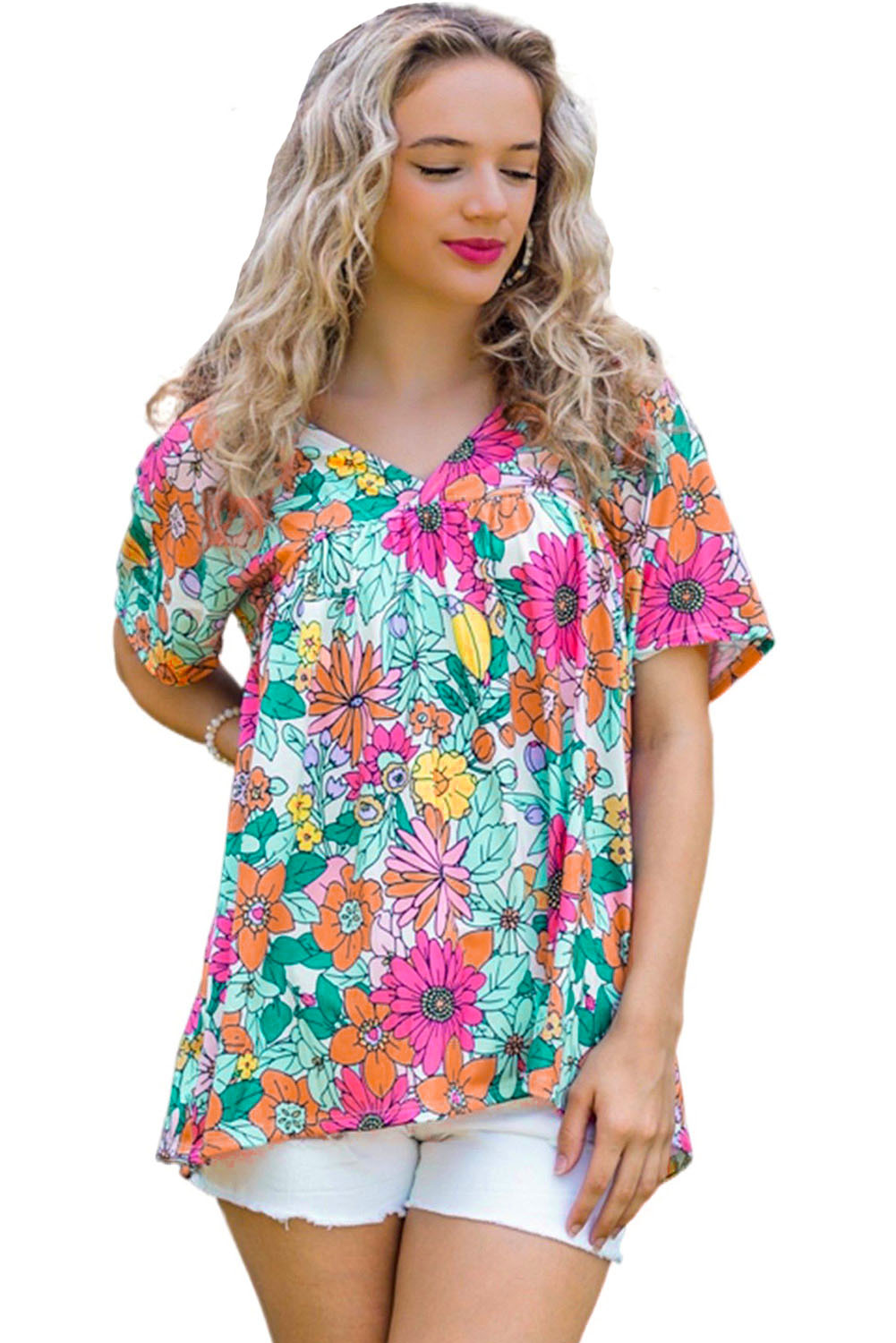 Fiery Red Round Neck Sleeveless Floral Mini Dress