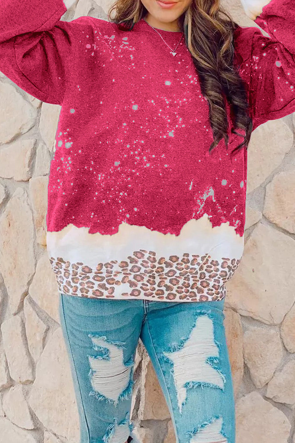 Black Christmas Santa Claus Leopard Print Graphic Sweatshirt